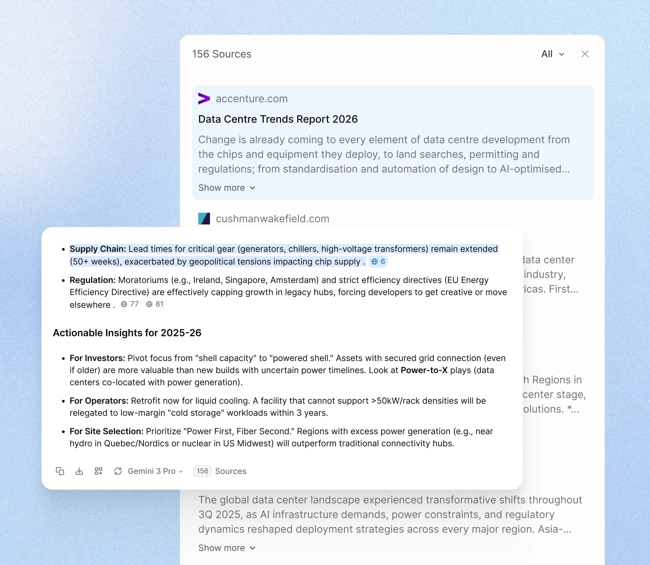 Research sectors, companies, and markets with precision and full citations