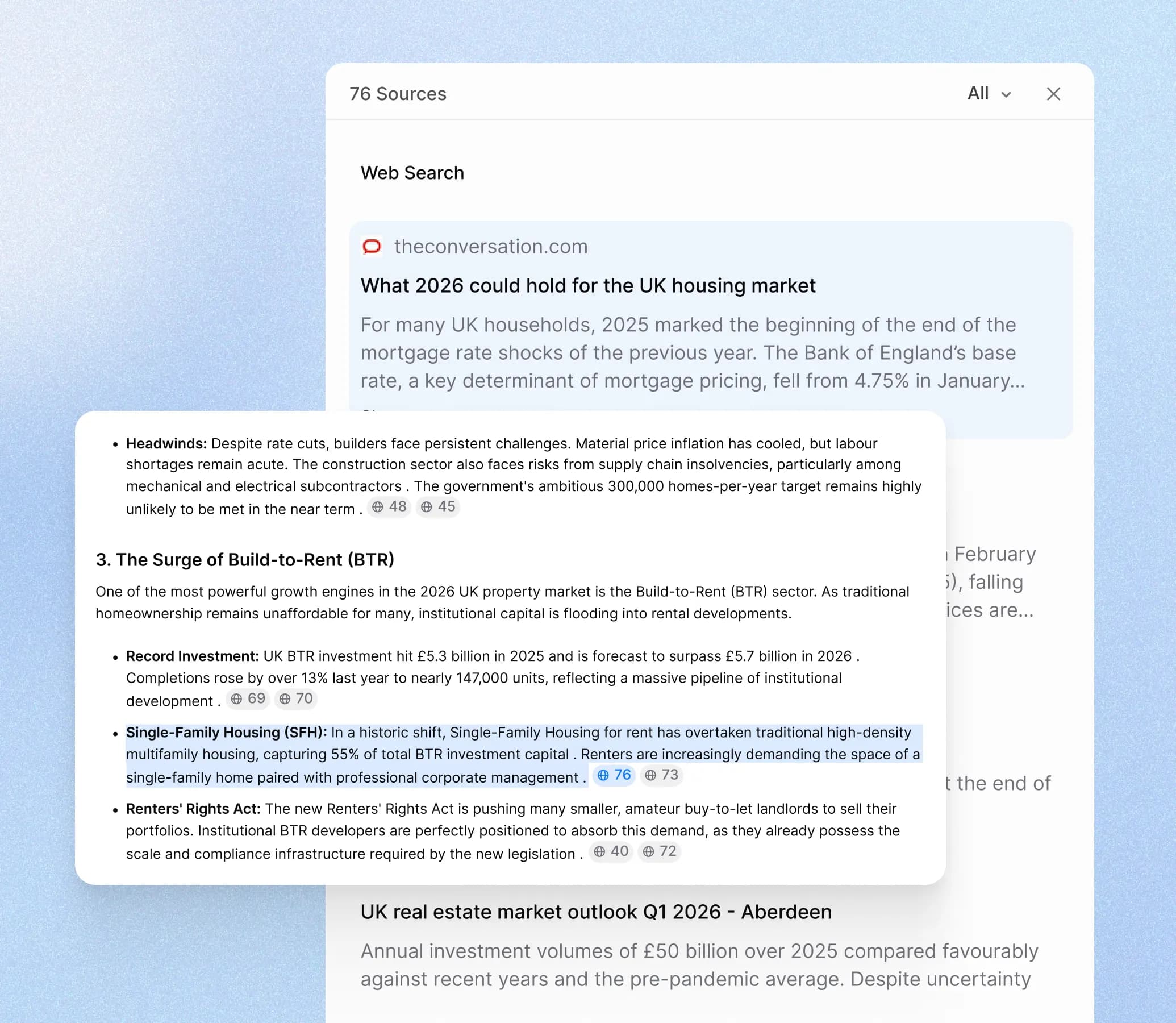 Research sectors, companies, and markets with precision and full citations