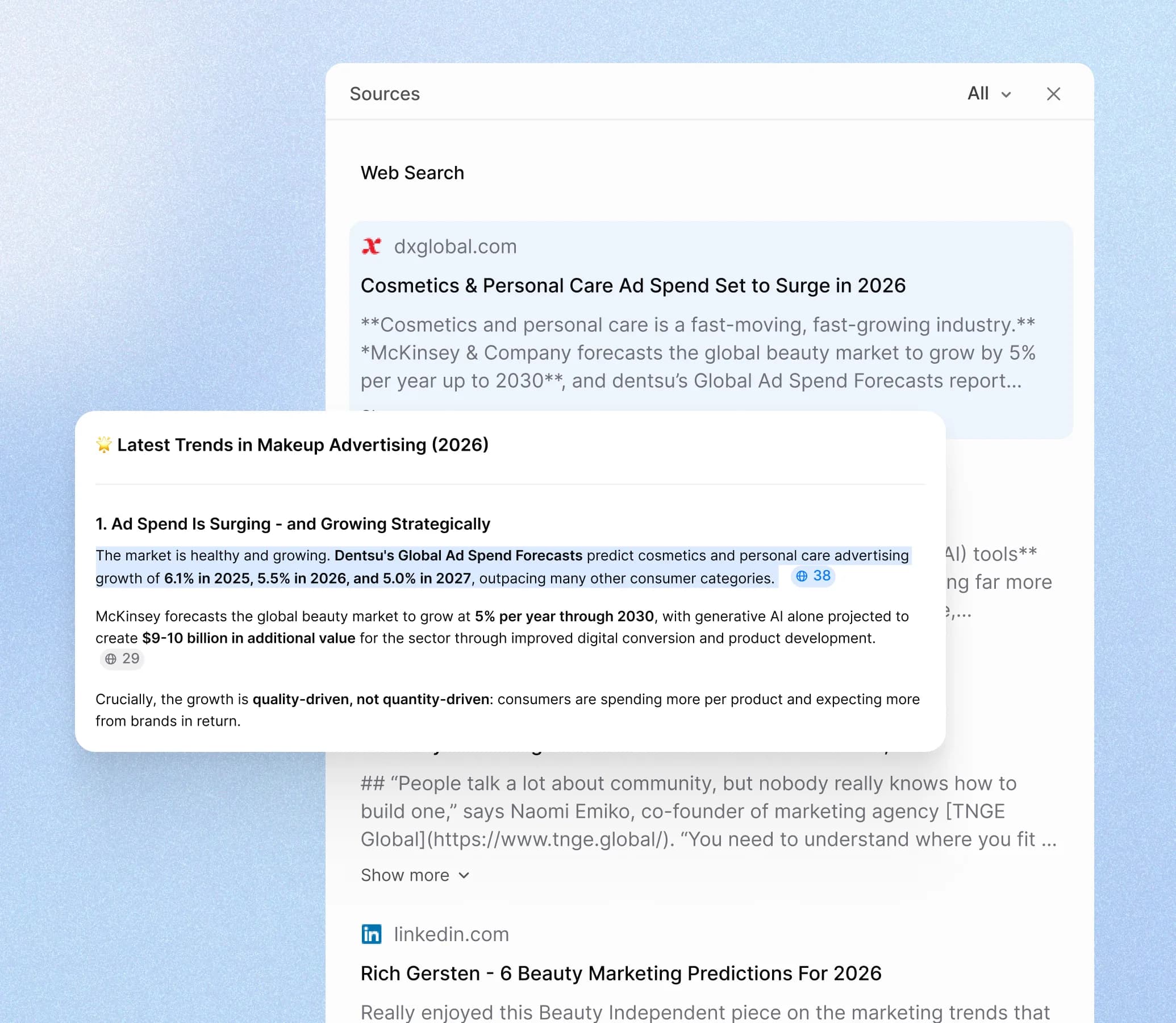 Deep research across markets, competitors, and industries