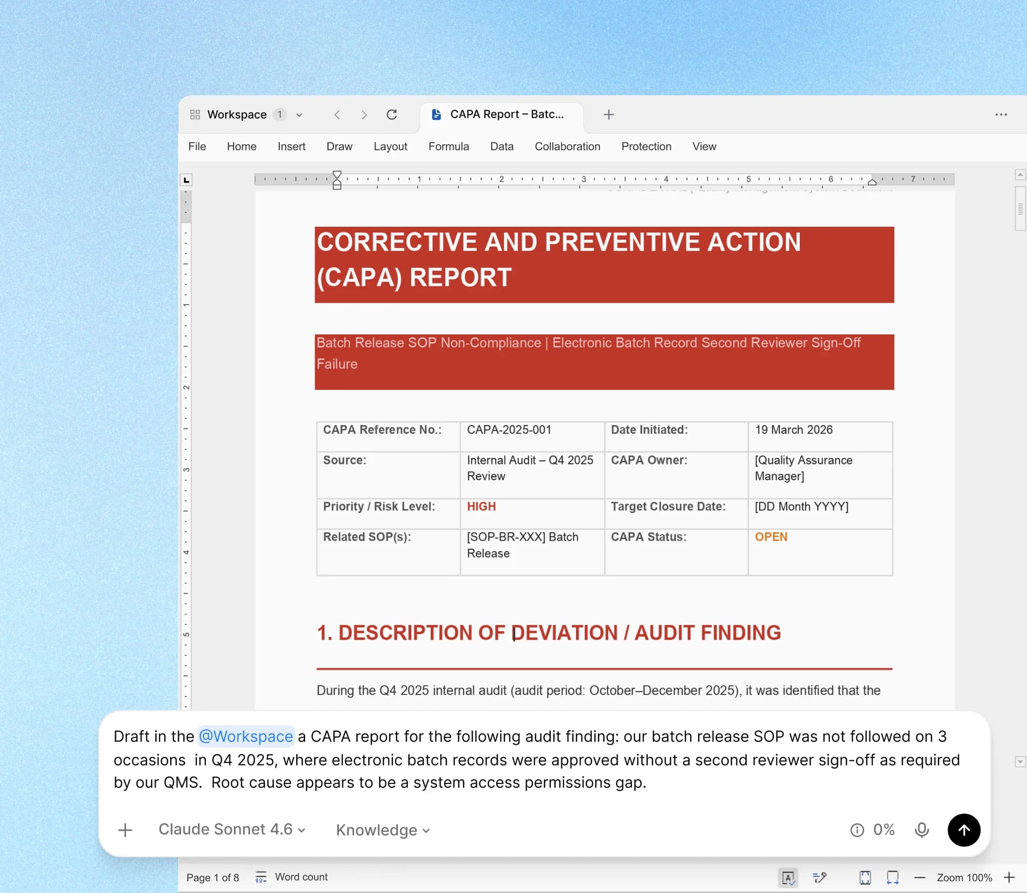Produce audit-ready documentation and compliance outputs natively